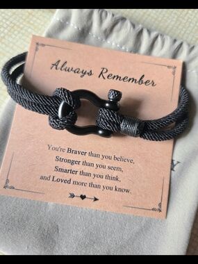 Black Rope Knot Inspirational Bracelet For Men, Boys, Son